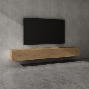 doporro® TV Lowboard TV-Schrank Fernsehschrank Holz 240 cm in Kerneiche Hängend oder Stehend Fernsehtisch, TV-Regal für Fernseher Fernsehschrank02