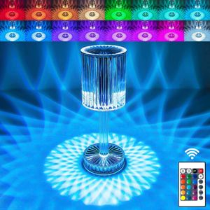 LED Tischlampe aus Acryl Kristall, USB Diamant Tischlampe, Kristall Diamant Nachttischlampe Touch und Dimmbar 16 Farben & 4 Modi, Mit Fernbedienung