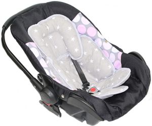 Sitzverkleinerer Baumwolle Kind für Auto Kindersitz Baby Schale Einsatz Einlage- 3 - Sterne auf Grau