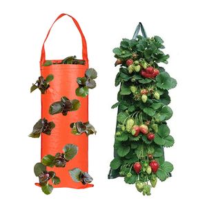 2 Stück umgedrehter Erdbeer-Pflanzgefäß – 8 Pflanzlöcher zum Aufhängen von Erdbeer-Pflanzgefäßen zum Aufhängen von Belüftungs-Pflanzgefäßen für Tomaten-Peperoni-Gemüse