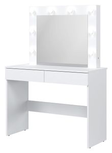 Schminktisch REMI RM16 mit Spiegel 2 Schubladen und Led licht Weiß