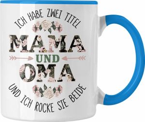 Trendation - Mama und Oma Tasse Geschenk für Oma Weihnachten Geburtstag Lustige Tasse Beste Oma (Blau)