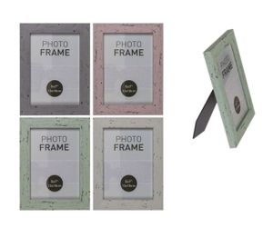 Bilderrahmen Fotorahmen Kunststoff Rahmen in Holz vintage Optik für Bildformat 13 x 18 cm 1 Stück, Farbe:Grau
