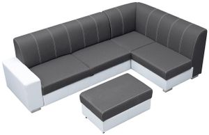 Ecksofa Wohnzimmer - Wohnlandschaft - L-Form Couch mit Schlaffunktion - Bettsofa - Wohnzimmer L Couch - Polstersofa mit Bettkasten und Hocker - MINISTER
