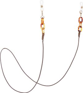 Brillenkette Braun Gold Wachsband