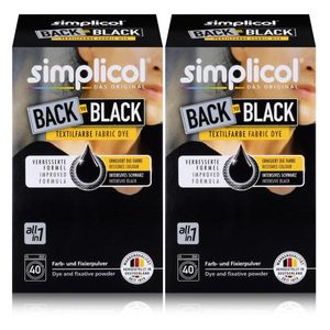Simplicol Textilfarbe Back to Black 400g - Erneuert die Farbe (2er Pack)