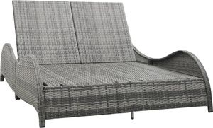 Doppel-Sonnenliege mit Auflage Poly Rattan Anthrazit Doppel-Sonnenliege mit Auflage Poly Rattan Anthrazit