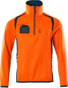 Mascot Fleecepullover mit kurzem Reißverschluss Accelerate Safe 19303, Farbe:hi-vis orange/dunkelpetroleum, Größe:5XL