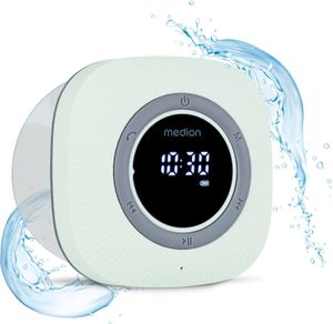 MEDION S66884 Duschradio mit Bluetooth (Badradio, UKW Radio, Saugnapf, LED-Display, IPX6 Wasserdicht, integrierter Akku, MD43884) grün MEDION S66884 Duschradio mit Bluetooth (Badradio, UKW Radio, Saugnapf, LED-Display, IPX6 Wasserdicht, integrierter Akku, MD43884) grün