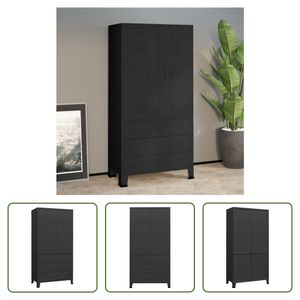 The Living Store Industrial Kleiderschrank Schwarz 90x50x180 cm Metall