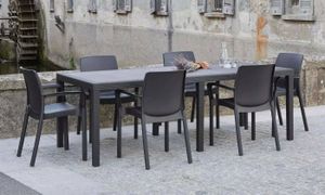 Gartentisch Roma, Rechteckiger ausziehbarer Esstisch, ausziehbarer Gartentisch in Rattan-Optik, 100 %  Italy, 150x90h72 cm, Anthrazit