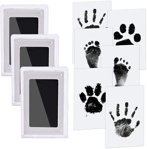 3X Pfotenabdruck in Set Hund Katze Baby Handabdruck SchwarzBaby Fuß- oder Hand-Abdruck Set