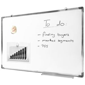 Offize Wizard Profi Whiteboard (60 x 90 cm) mit abwischbarer Oberfläche - Memoboard Magnet-Tafel Notenständer Magnethafend mit Alu-Rahmen und Stiftablage