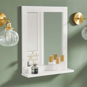 SoBuy® Zrkadlo, nástenné zrkadlo, kúpeľňové zrkadlo s poličkou, toaletné zrkadlo, FRG129-W