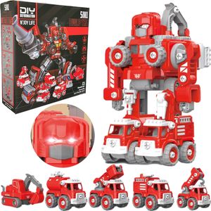 N´JOY Life - Kinderspielzeug - Roboterspielzeug - Baulernspielzeug - Bauautospielzeug - 5 in 1 - Rot