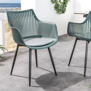 riess-ambiente Moderner Stuhl SIGNUM salbei schwarz Kunststoff Gartenstuhl Indoor Outdoor mit Armlehnen Essstuhl Outdoorstuhl