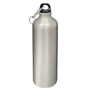 Aluminium Trinkflasche 0,75l Silber mit Karabiner Alu Wasserflasche Sportflasche Fahrradflasche Aluflasche