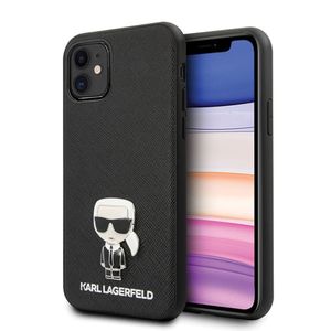 Karl Lagerfeld KLHCP12SIKMSBK iPhone 12 mini 5.4 black / black Hardcase Saffiano Ikonik Metal