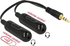 DELOCK Klinkekabel 3,5mm -> 2x 3,5mm St/Bu 0.20m sw +Lautstä