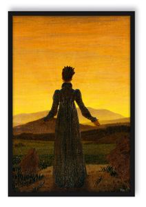 Caspar David Friedrich - Frau vor untergehender Sonne Poster im Bilderrahmen / Format: 80x60cm / Kunstdruck gerahmt
