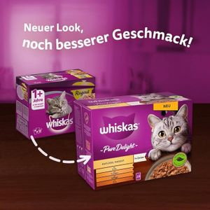 Whiskas 1+ Katzenfutter Pure Delight Geflügel Auswahl in Gelee, 12x85g