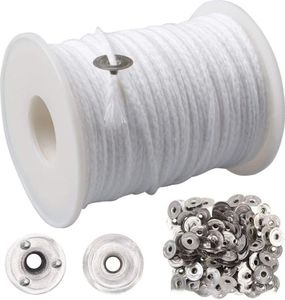Candle Dochdraht Weiß 61 m 12,5 mm Durchmesser 2,6 mm Basis Baumwoll -Aluminiumlegierung Roll für DIY -Herstellung