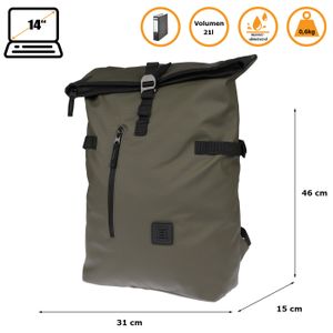 Großer Damen Herren Roll up Rucksack Plane Tasche Fahrradrucksack Kurier Rollup Bag  Olive