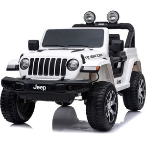 Actionbikes Motors Kinder Elektro Auto Jeep Wrangler Rubicon | 12V 7 Ah - Elektroauto mit Fernbedienung - Alle Audiofunktionen - Ab 3 Jahre (Weiß)