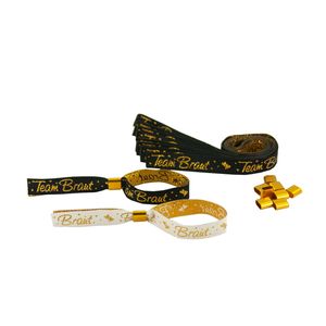 Oblique Unique JGA Armbänder Set 1x Braut - 9x Team Braut Junggesellinnenabschied schwarz weiß gold