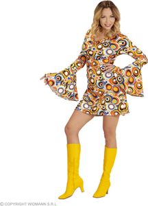 Groovy 70er Jahre Kleid Trompetenärmel - Minikleid Bubbles M - 38/40