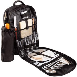 BRUBAKER Picknickrucksack Picknicktasche mit Inhalt für 4 Personen mit integrierter Kühltasche und abnehmbarer Flaschentasche