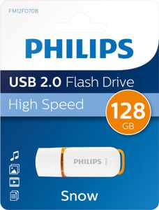 Philips USB-Stick 2.0, 128GB, Snow Edition, Farbe: Orange