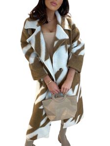Damen Mantel Herbst Winter Lang Jacke Warm Parka Mode Langarm Trenchcoats mit Knopf Weiße Kartenfarbe,Größe XL