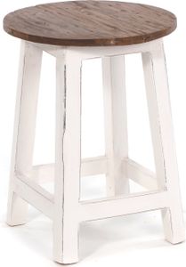 HOCKER "COTTAGE" | Mahagoni, rund, 46x30 cm (HxB) | Dekohocker | Farbe: 06 weiß-landhaus