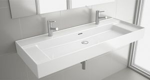 Salgar Waschtisch VENETO 1210 mit vertiefter Ablage Porzellan weiß Mit 2 Bohrungen ohne Siphon und Clickerabfluss 1210 x 120 x 460 mm