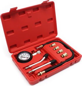 Wiltec merač kompresie 0-20 bar pre benzínové motory osobných/nákladných automobilov Tester kompresie 9-dielna sada v plastovom kufríku Tester kompresie Meracie zariadenie