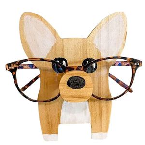 (Pes A) Roztomilý kreativní držák na brýle, 1 kus dřevěného rámu na brýle ve tvaru zvířete pro domácnost, kancelář, dekorace na stůl
