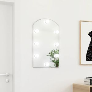 Prolenta Premium  Spiegel mit LED-Leuchten 70x40 cm Glas Bogenförmig