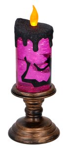 Grundig Halloween LED Kerzen – Batteriebetriebene Halloween Tischdeko - Kerze mit Magischer Glitter - ⌀9,5 x 24 CM – Plastik - Schwarz, Lila