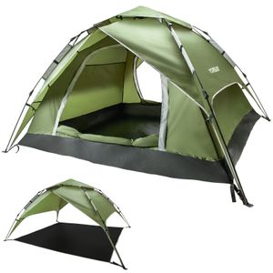 Yorbay 2 in 1 Campingzelt Pop Up Zelte für 4 Personen, doppelwandig Wasserdicht UV-Schutz Kuppelzelte Wurfzelte für Familie, Trekking, Outdoor