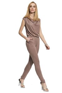 Damen Eleganter Overall Jumpsuit; Cappucino S (36)