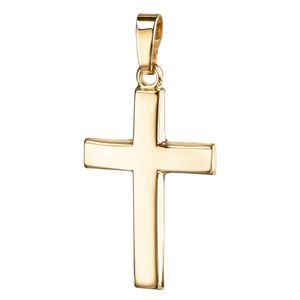 Goldkreuz 585 Gold-Kreuz 14 Karat für Damen, Herren und Kinder Kreuzanhänger Kettenanhänger in gewölbter Form + Schmuck-Etui