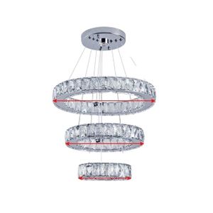 Kristall Kronleuchter, LED Beleuchtung, Modernes Design, große Ringe 40x30x20cm, Kühles Weiß