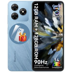 Blackview Wave 8 4G Android 14 smartphone bez smlouvy, 12GB+128GB (2TB externí SD), 6,56'' HD, 13MP+8MP, Dual-SIM mobilní telefon, GPS,5000mAh,Google Gemini