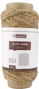 D.RECT 10m Jute-Schnur Natur Braun Jute-Kordel Packschnur Geschenk-Band Bastelschnur Dekokordel 2mm Dicke Für: Verpackung, DIY Kunst-Handwerk, Floristik, Dekoration