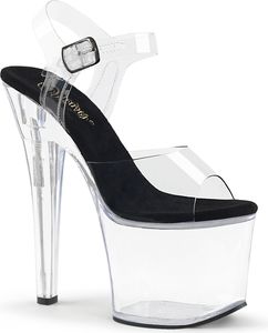 RADIANT-708 vegane Pleaser High-Heels Plateau Sandaletten klar schwarze Innensohle