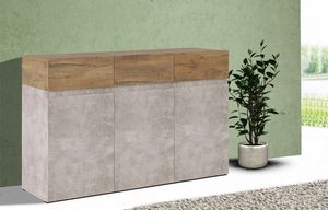 Sideboard "Rimini" Kommode 135cm beton kastanie grifflos 3-türig