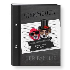 Stammbuch der Familie Dog Wanted personalisierte Stammbücher A5 Familienstammbuch Hochzeit Trauung Stammbaum Comic Lustige Stammbücher