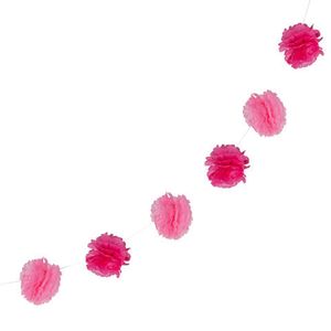 2x Pompon-Girlande aus Papier rosa 2.5m