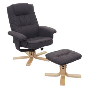 Relaxsessel M56, Fernsehsessel TV-Sessel mit Hocker, Stoff/Textil, FSC®-zertifiziert  dunkelgrau